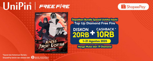 Kolaborasi Free Fire dan Naruto Shippuden Hadir Kembali! Top Up Free Fire di UniPin Pakai ShopeePay dan Raih Double Cashback hingga 30.000!